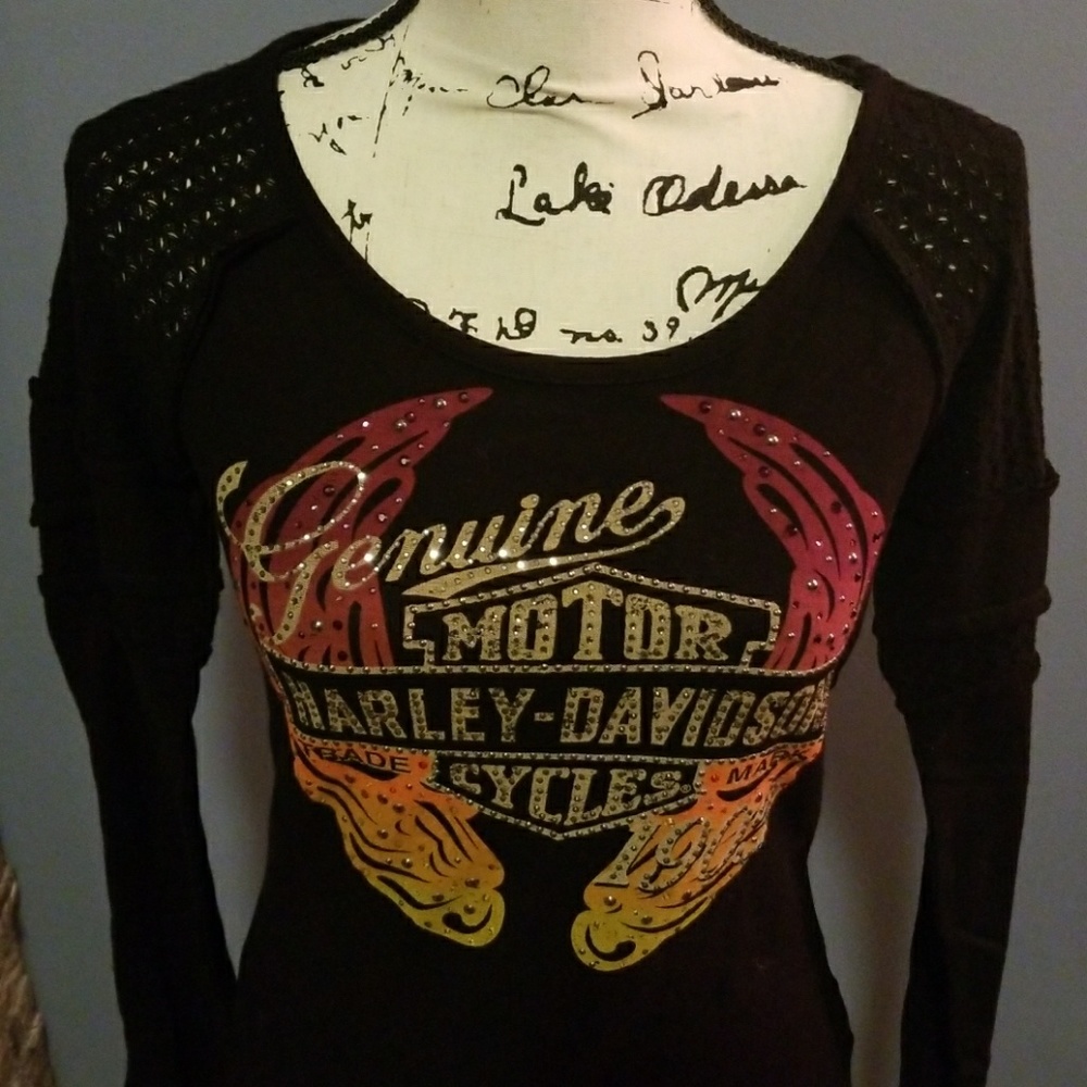 Harley Davidson rhinestone embellished shirt